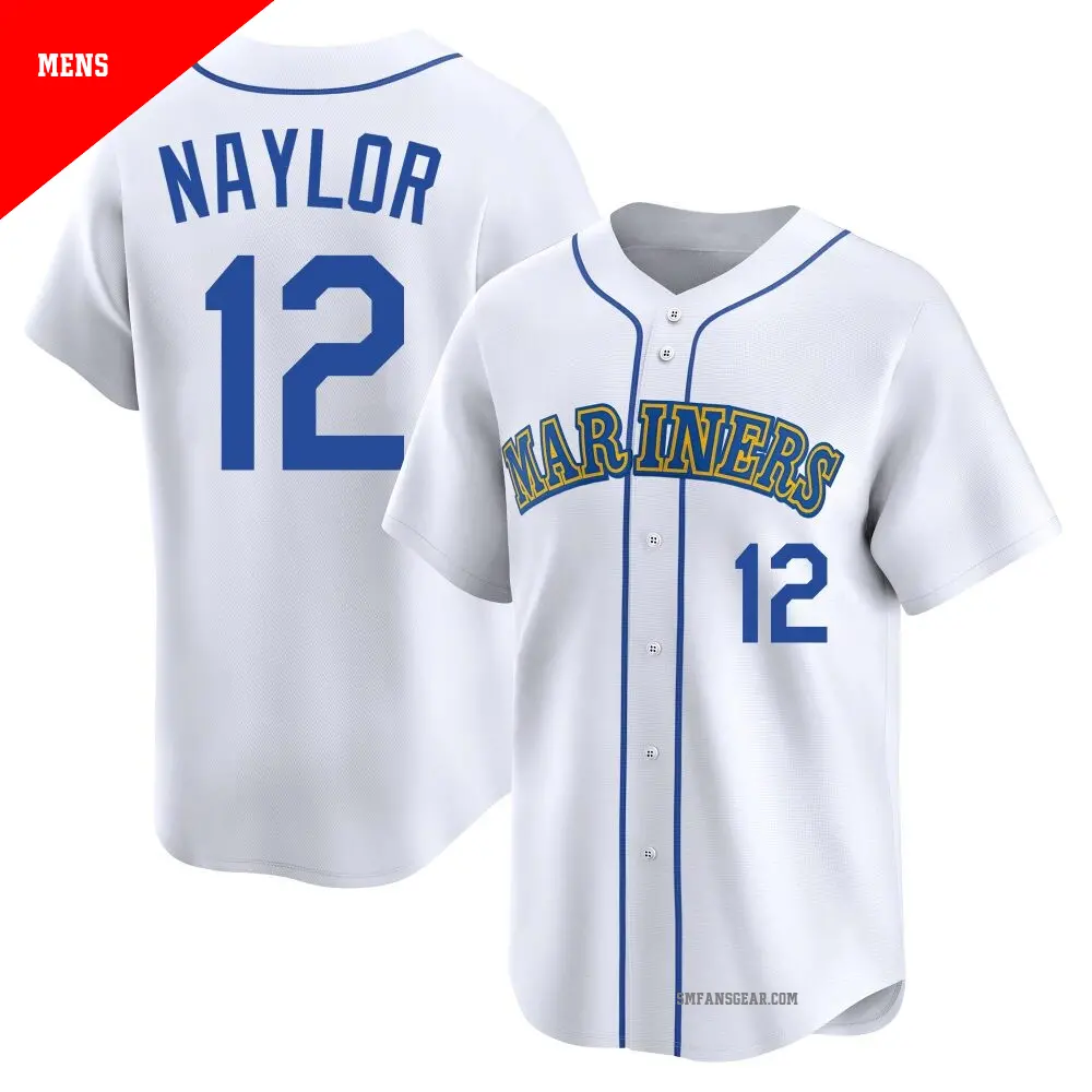 Youth #12 Josh Naylor Seattle Mariners White Limited Throwback