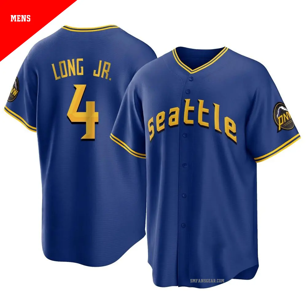 Men's ＃4 Shed Long Jr. Seattle Mariners Royal Replica 2023 City Connect Jersey