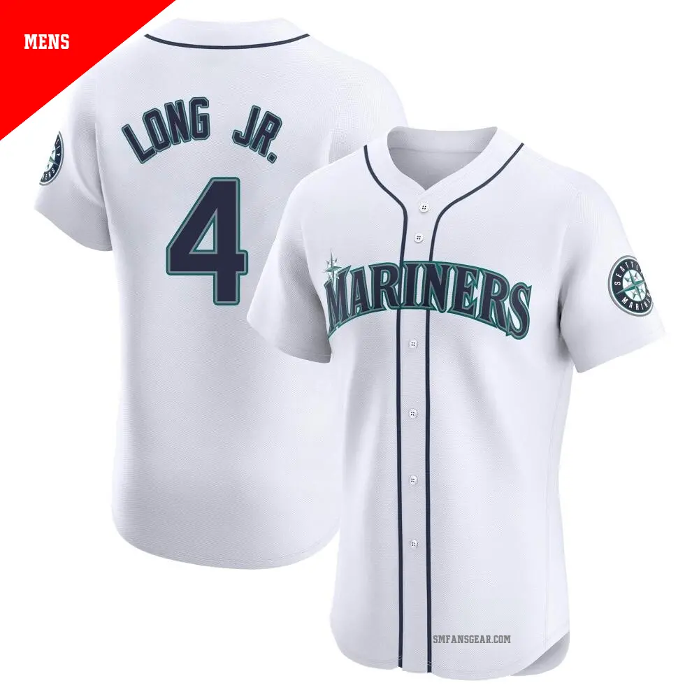 Men's ＃4 Shed Long Jr. Seattle Mariners White Elite Home Jersey