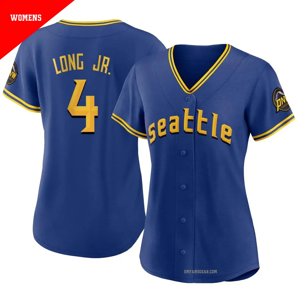 Women's ＃4 Shed Long Jr. Seattle Mariners Royal Authentic 2023 City Connect Jersey