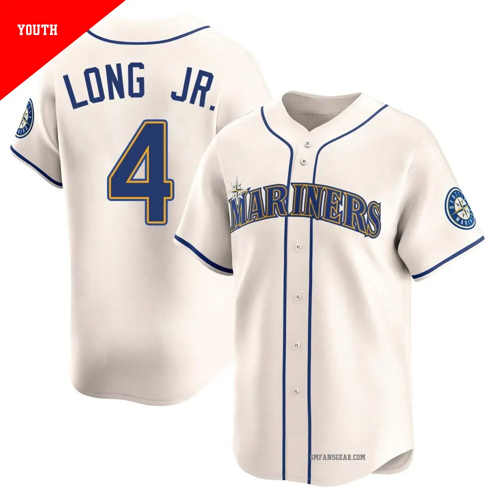 Youth ＃4 Shed Long Jr. Seattle Mariners Cream Limited Alternate Jersey